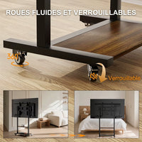 Pied Support TV Mobile avec Étagères – Écrans 40 à 86 Pouces, Roulettes, Hauteur Réglable, Charge 50 kg