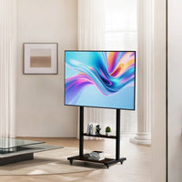 Pied Support TV Mobile avec Étagères – Écrans 40 à 86 Pouces, Roulettes, Hauteur Réglable, Charge 50 kg