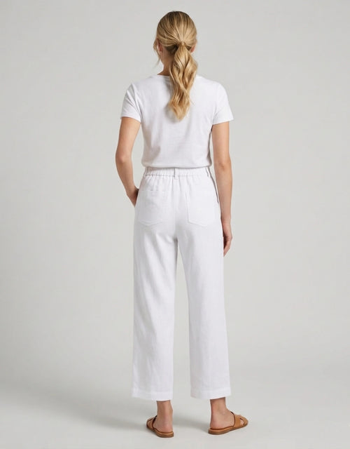 Pantalon Large 7/8 en Lin Femme Taille Haute Galagga