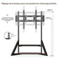 Support TV sur Pied à Roulettes 65-100" – Hauteur Réglable, Charge 100 kg, Écran 65 à 100 Pouces