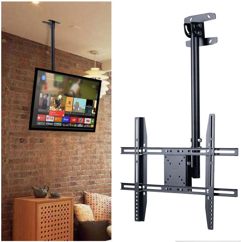 Support TV Plafond Orientable et Inclinable – 26 à 65 Pouces, Hauteur Réglable 57-97 cm, 30 kg