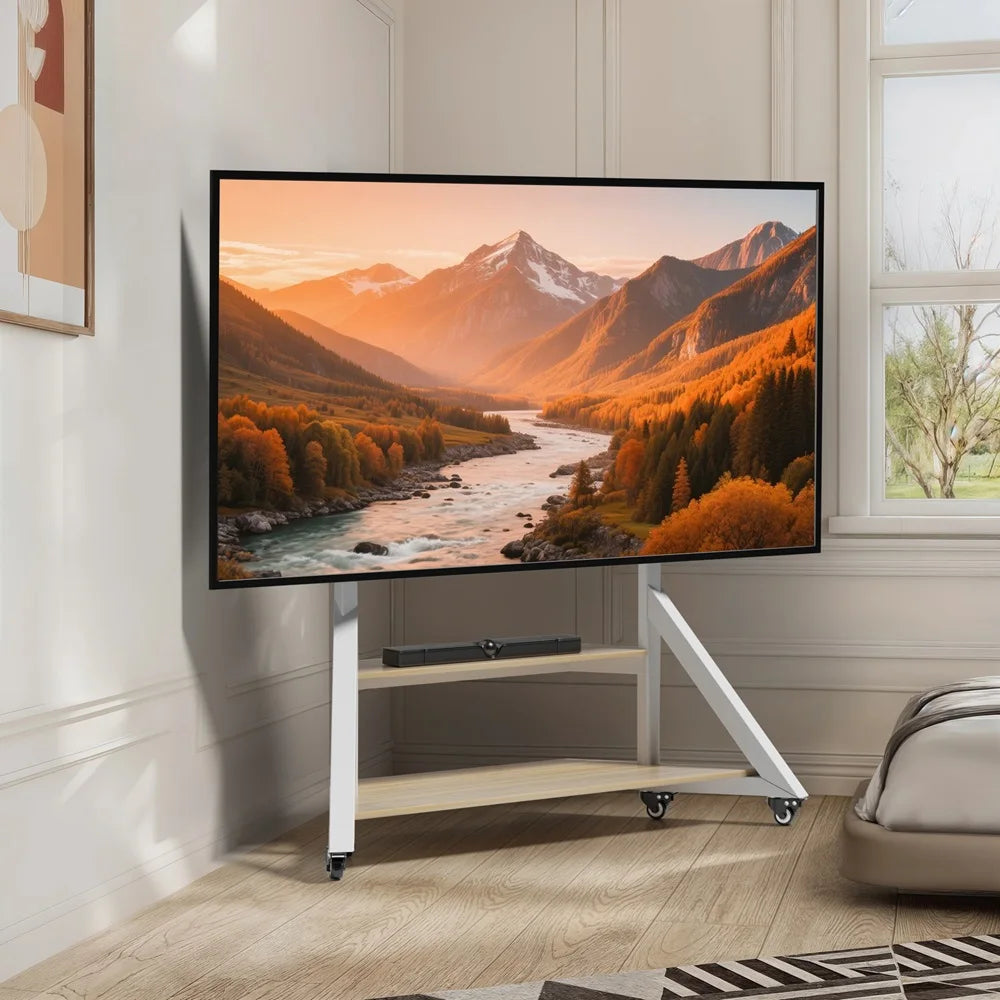 Support TV sur Pied à Roulettes 65-100" – Hauteur Réglable, Charge 100 kg, Écran 65 à 100 Pouces