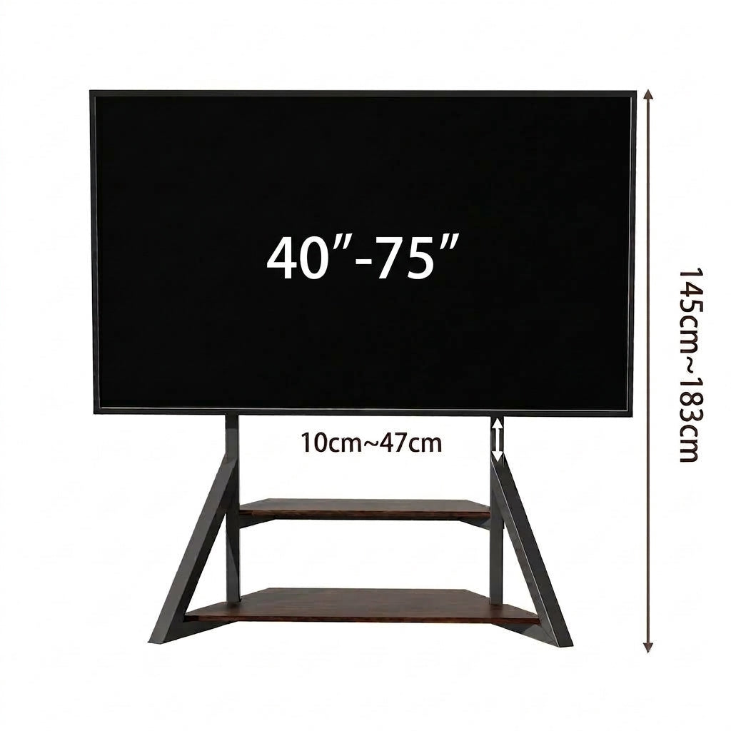 Support TV sur Pied 40-75" – Roulettes Amovibles, Hauteur Réglable, Charge 80 kg, Écran 40 à 75 Pouces