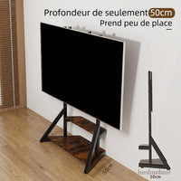 Support TV sur Pied à Roulettes 65-100" – Hauteur Réglable, Charge 100 kg, Écran 65 à 100 Pouces