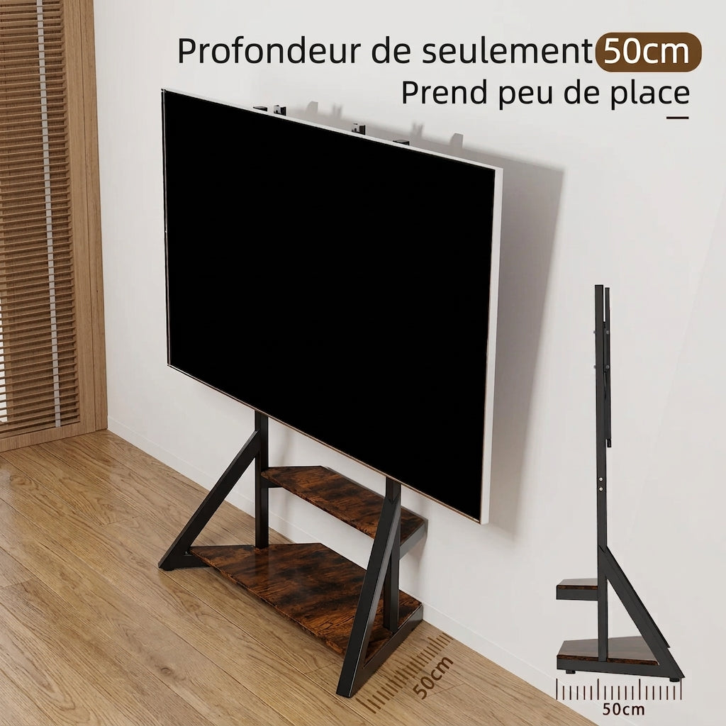 Support TV sur Pied à Roulettes 65-100" – Hauteur Réglable, Charge 100 kg, Écran 65 à 100 Pouces