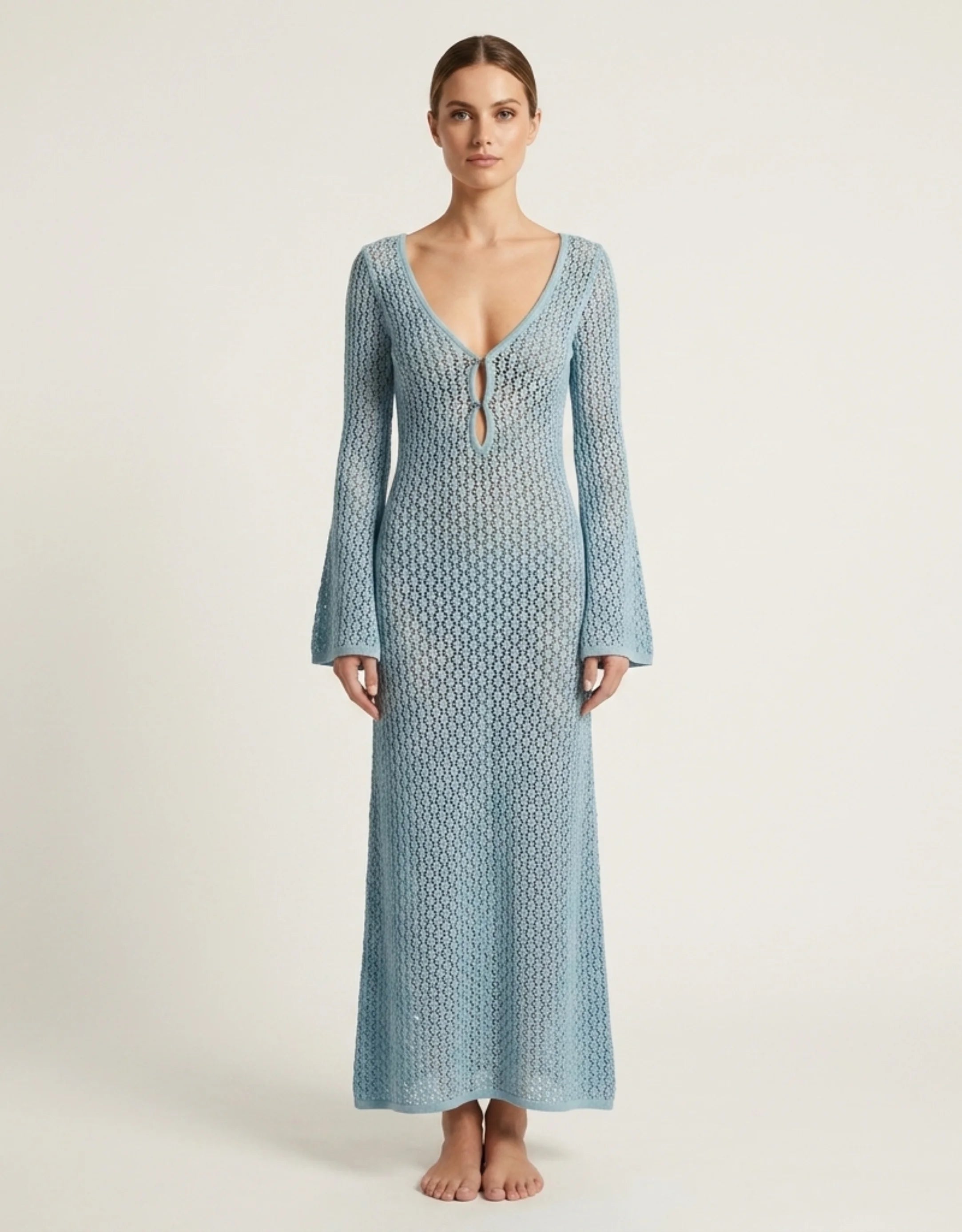 Robe de Plage Longue en Maille Femme Transparente Chic Galagga