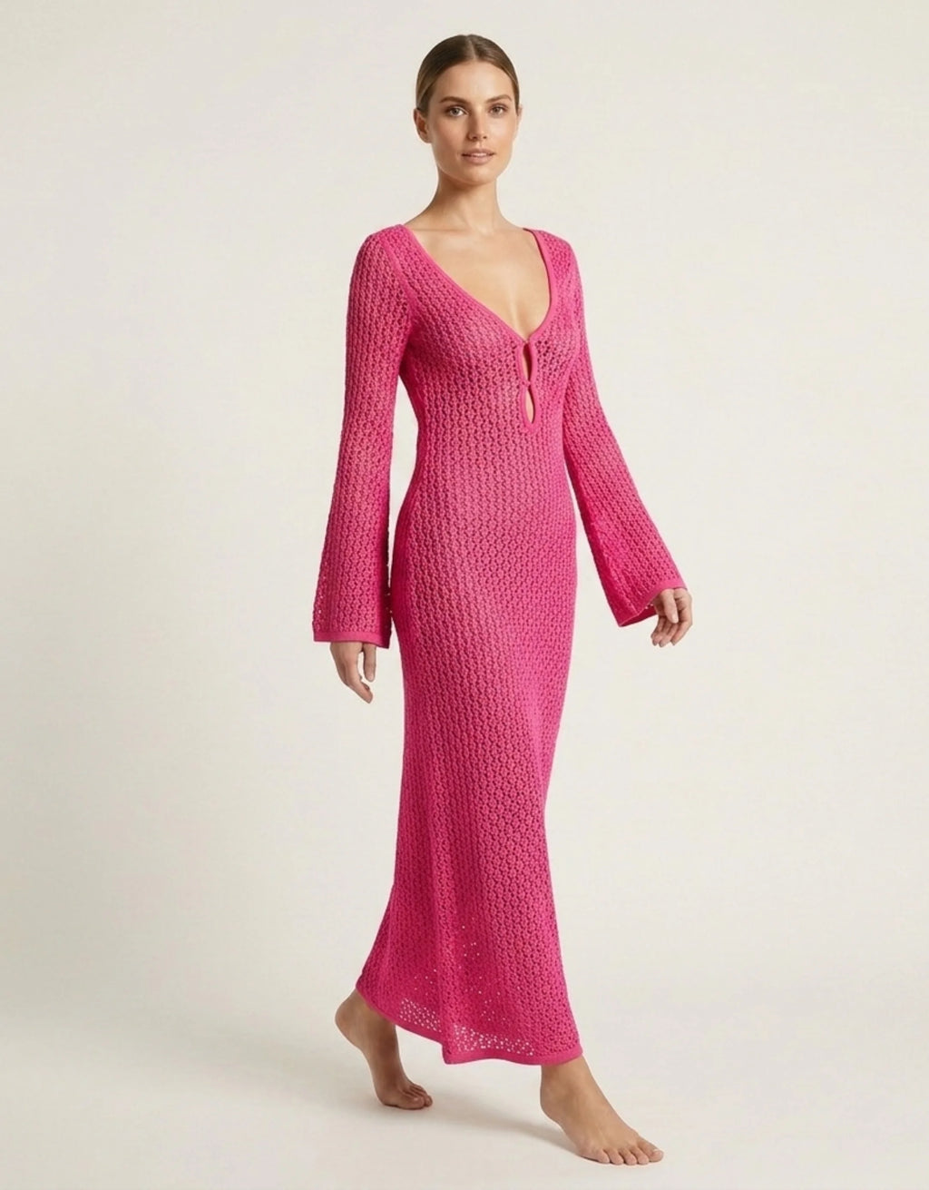 Robe de Plage Longue en Maille Femme Transparente Chic Galagga