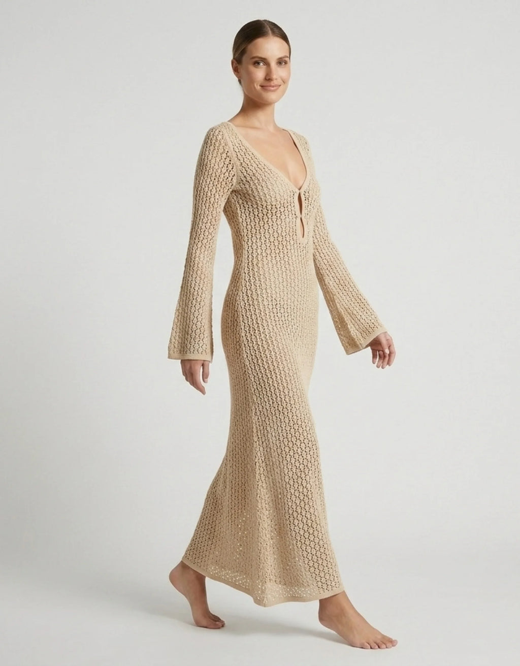 Robe de Plage Longue en Maille Femme Transparente Chic Galagga