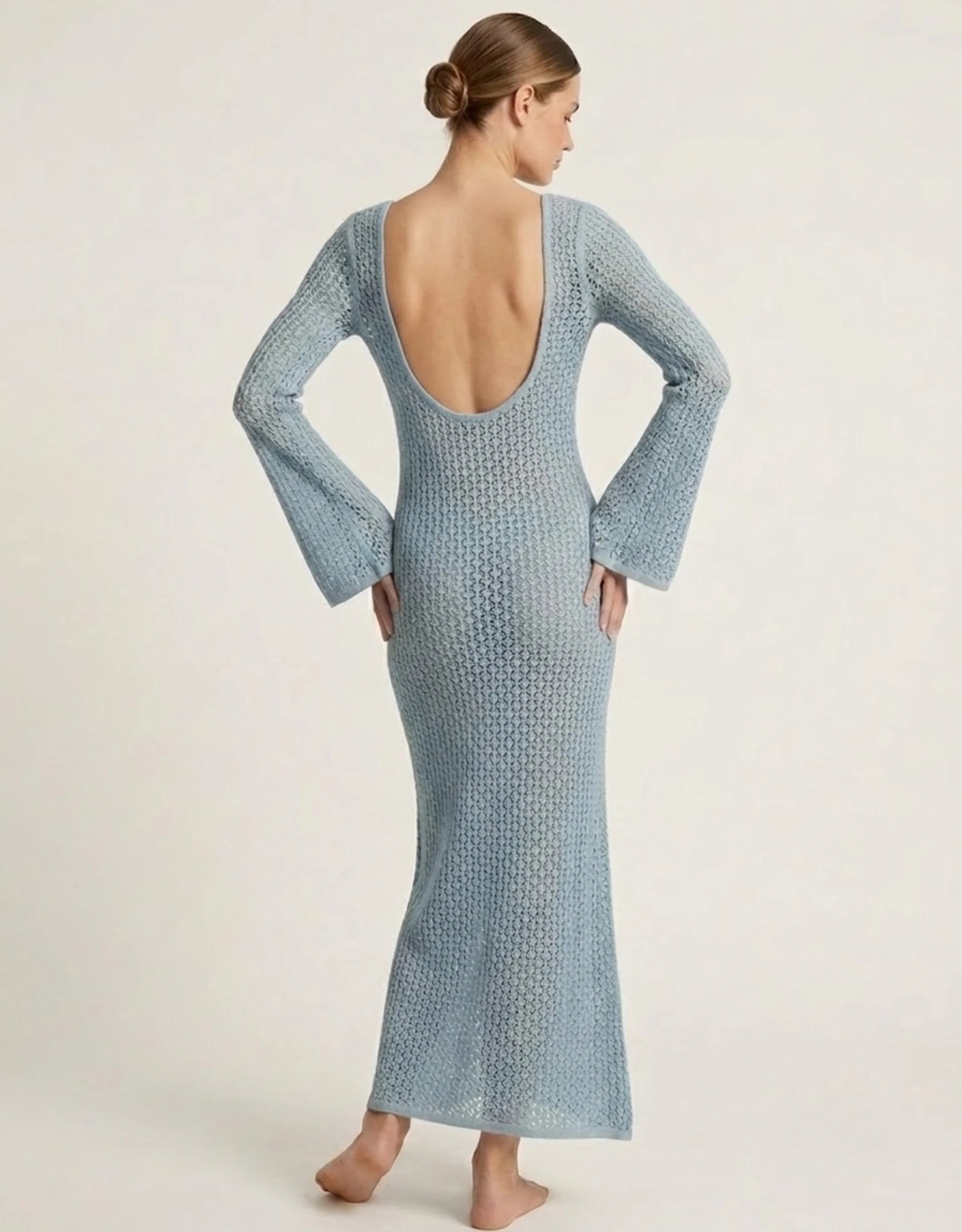 Robe de Plage Longue en Maille Femme Transparente Chic Galagga