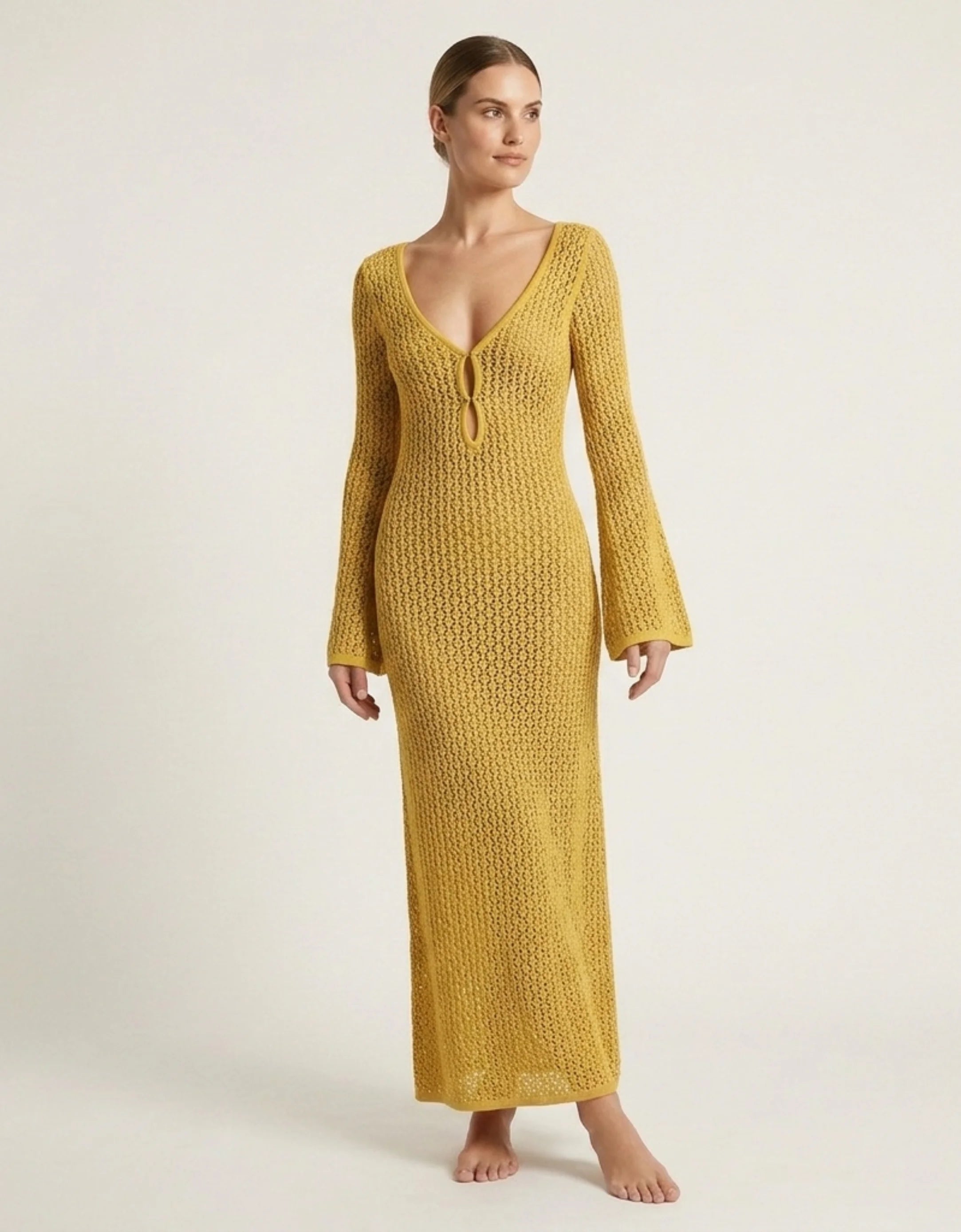 Robe de Plage Longue en Maille Femme Transparente Chic Galagga
