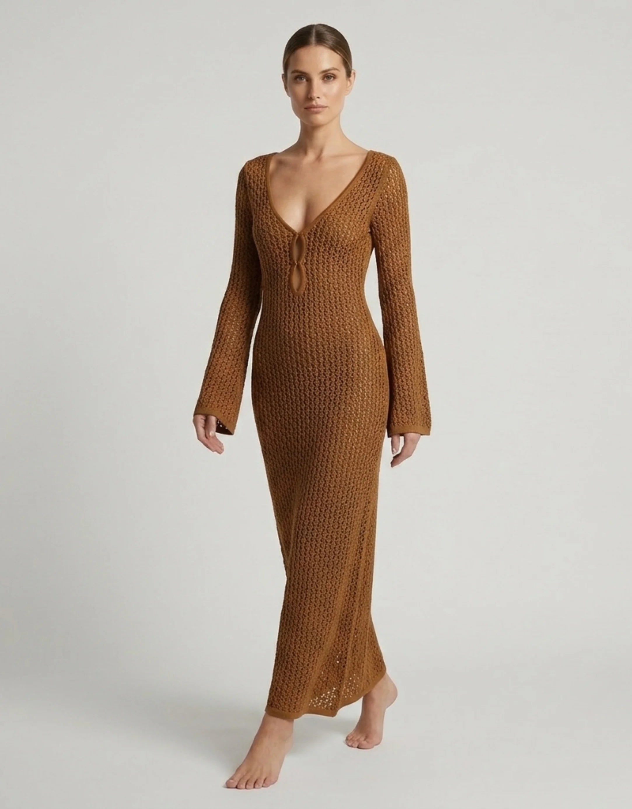 Robe de Plage Longue en Maille Femme Transparente Chic Galagga