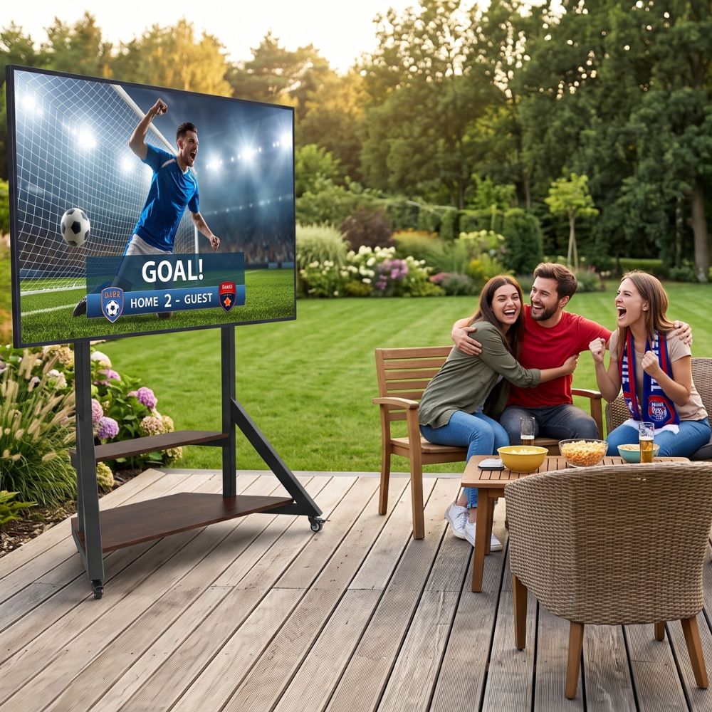 Support TV sur Pied à Roulettes 65-100" – Hauteur Réglable, Charge 100 kg, Écran 65 à 100 Pouces