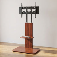 Support TV sur Pied Bois et Métal avec Étagère – Réglable 5 Hauteurs, TV 32-65", 40 kg, Passe-Câbles