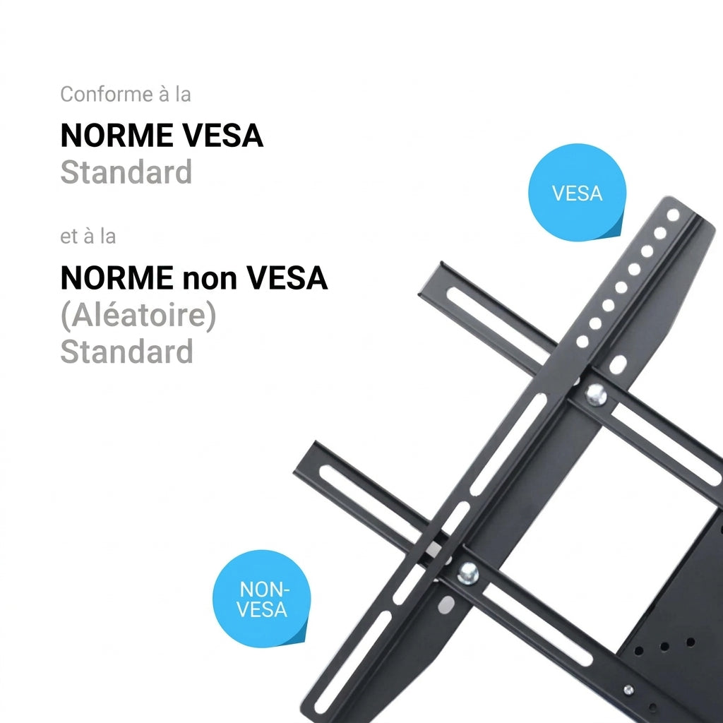 Support TV Plafond Orientable et Inclinable – 26 à 65 Pouces, Hauteur Réglable 57-97 cm, 30 kg