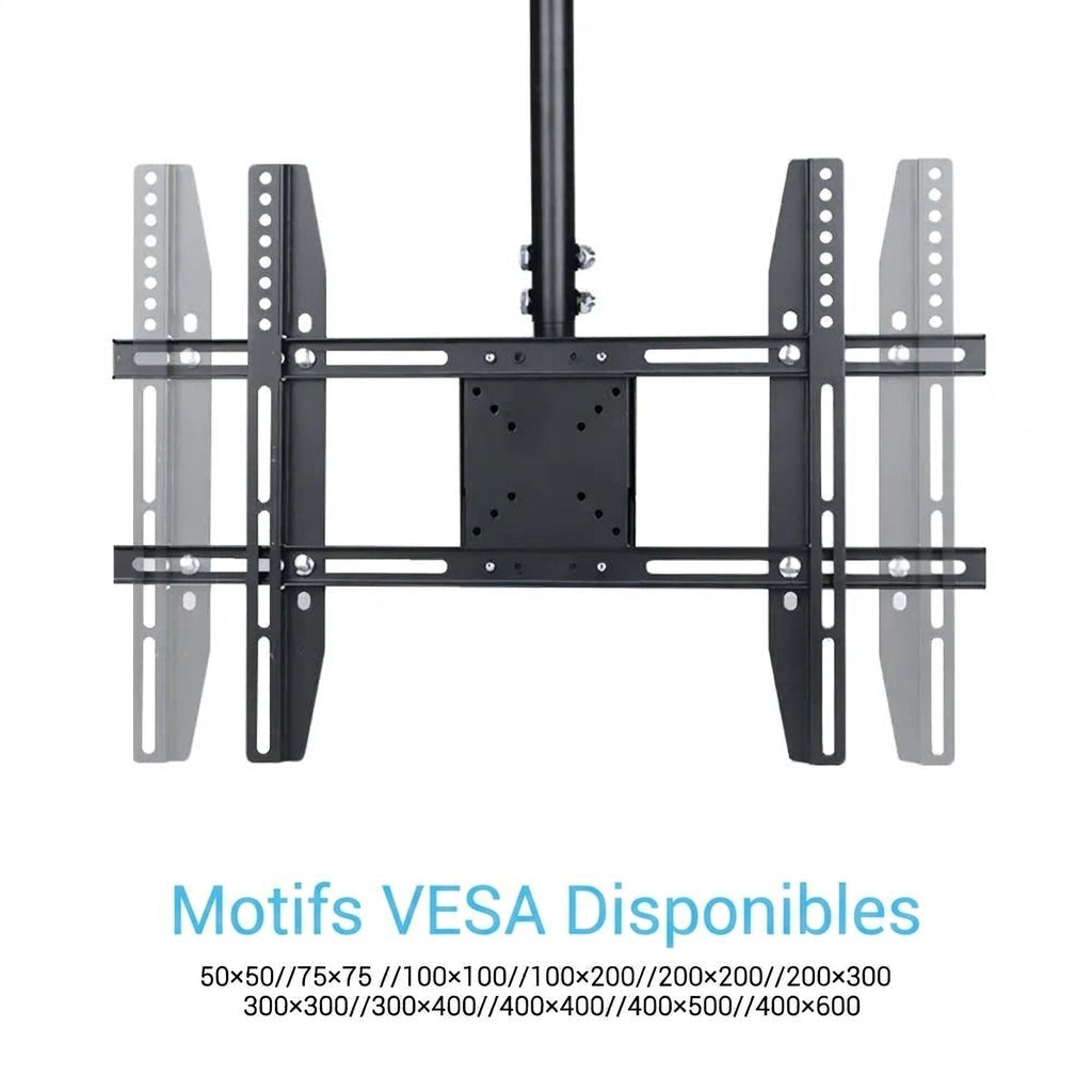 Support TV Plafond Orientable et Inclinable – 26 à 65 Pouces, Hauteur Réglable 57-97 cm, 30 kg