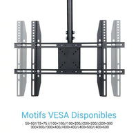 Support TV Plafond Orientable et Inclinable – 26 à 65 Pouces, Hauteur Réglable 57-97 cm, 30 kg